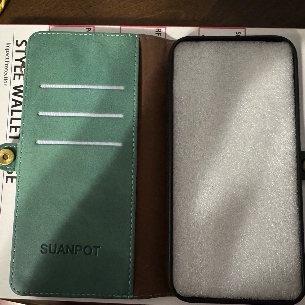 Iphone 14 Pro Max Phone Wallet Case, Green, Brand New Without Box - Picture 2 of 3